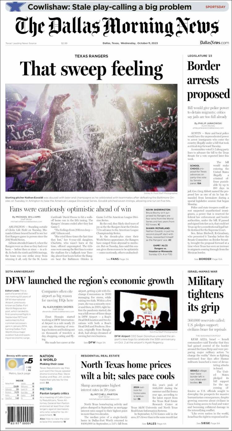 Portada de Dallas Morning News (USA)