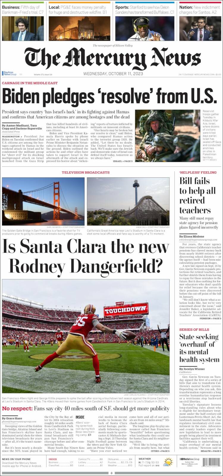 Portada de San Jose Mercury News (USA)