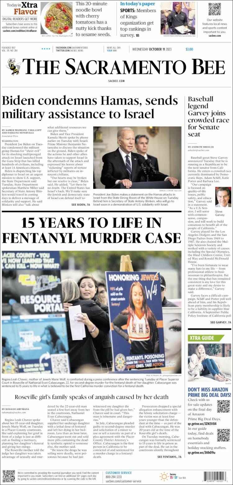 Portada de The Sacramento Bee (USA)