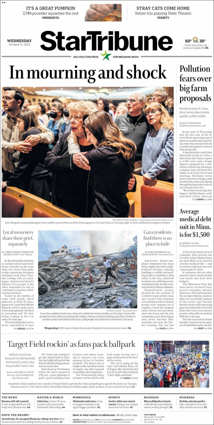 Portada de Star Tribune (USA)