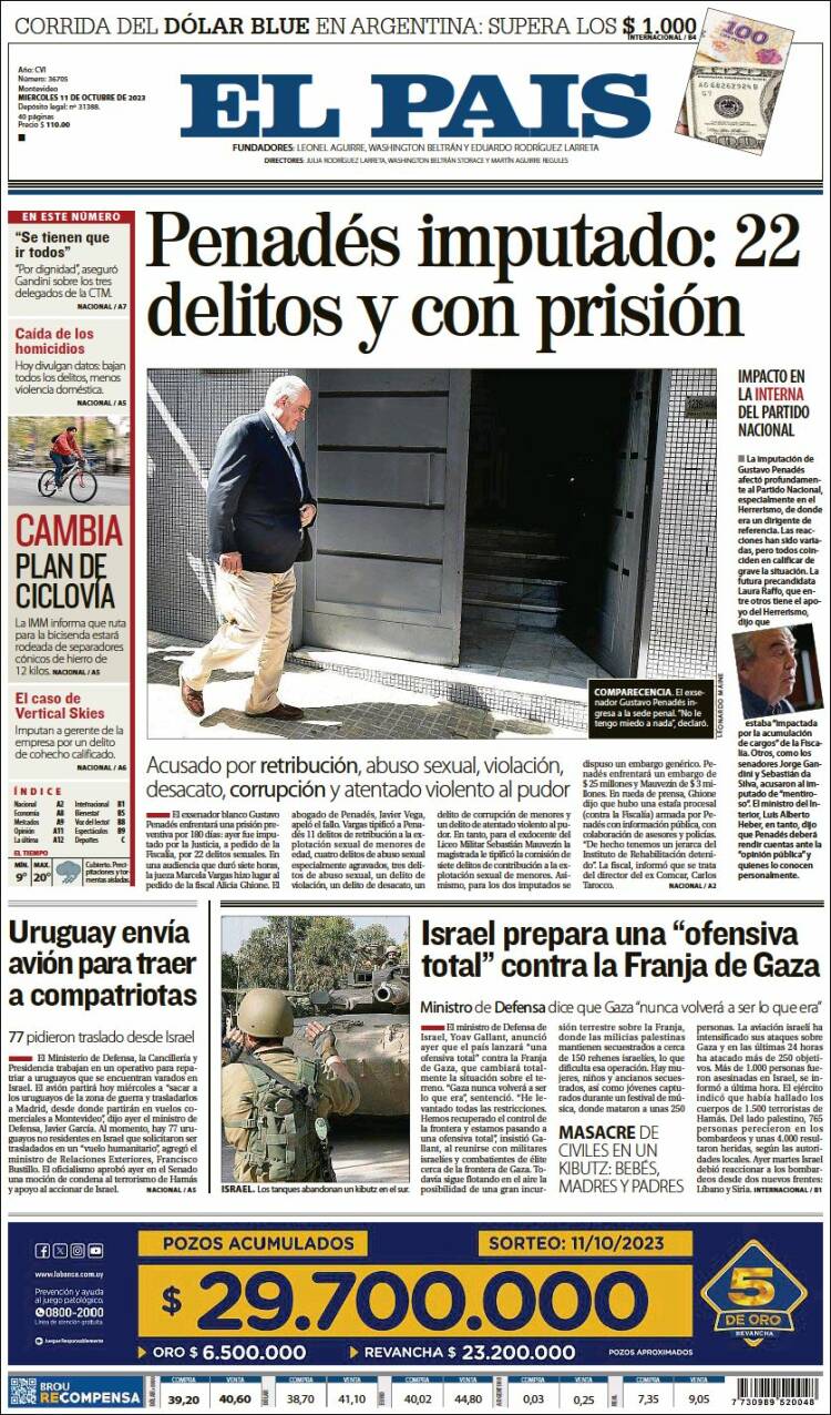 Portada de El País (Uruguay)