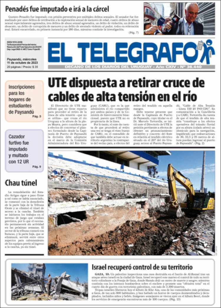 Portada de El Telégrafo (Uruguay)