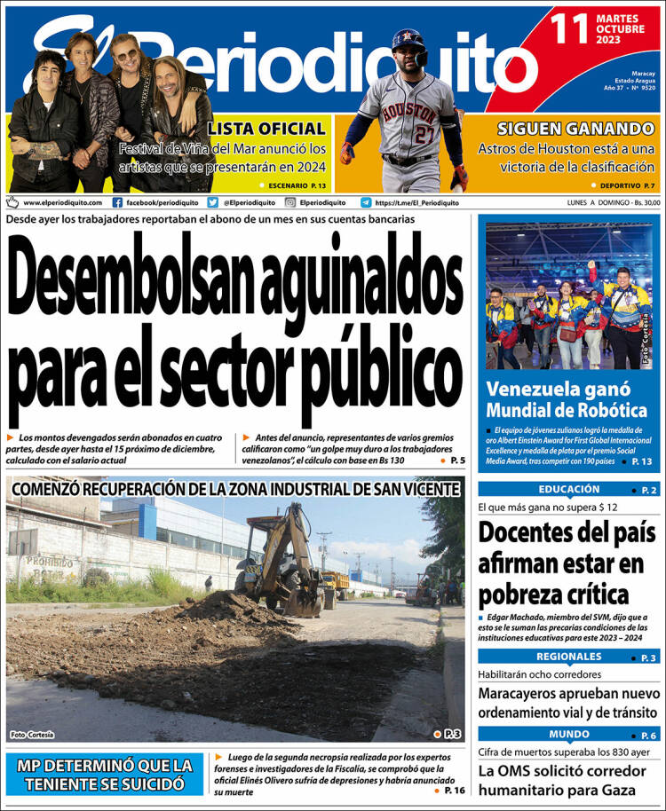 Portada de Periodiquito de Aragua (Venezuela)