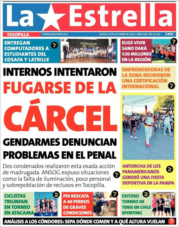 Portada de La Estrella de Tocopilla (Chile)