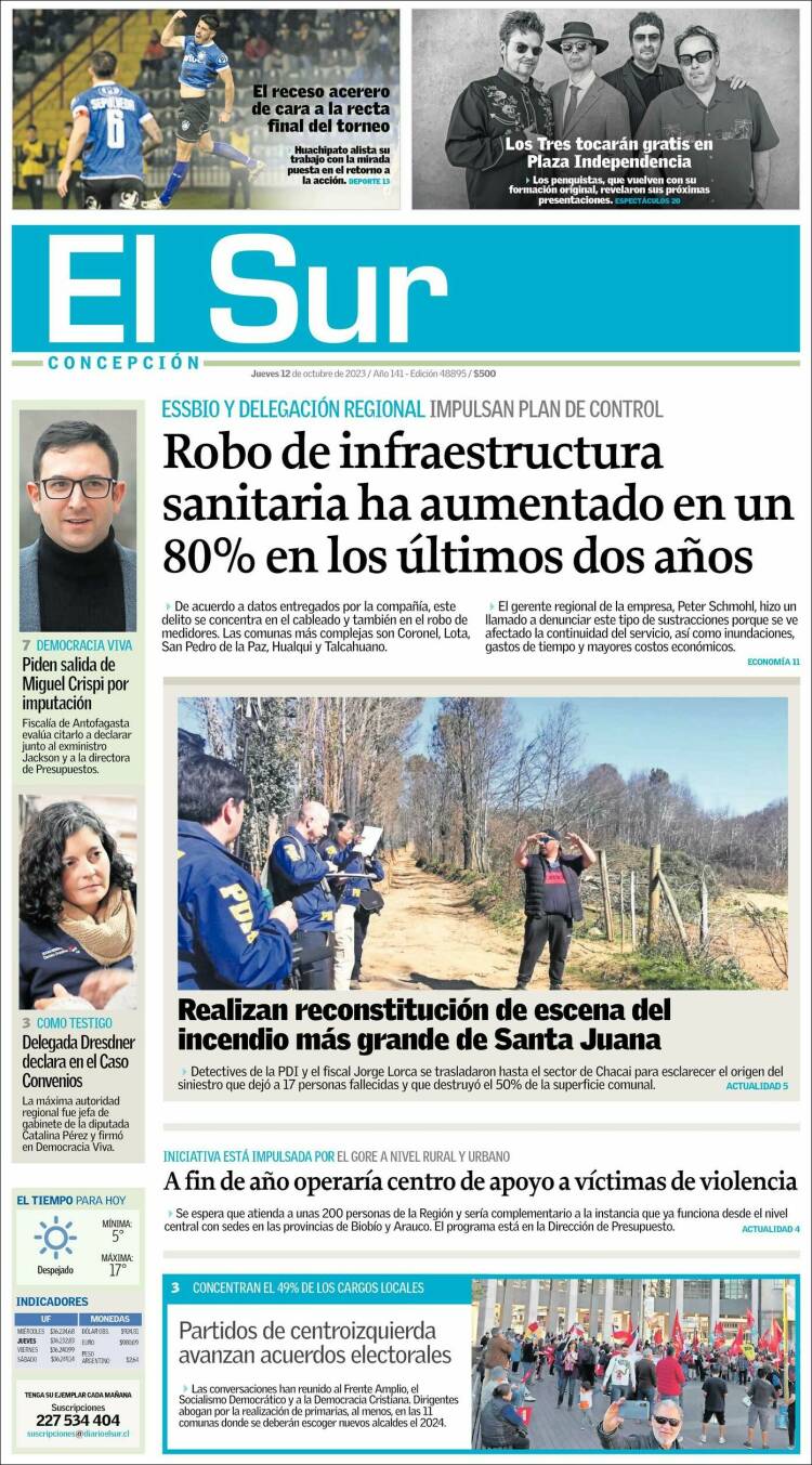 Portada de El Sur (Chile)