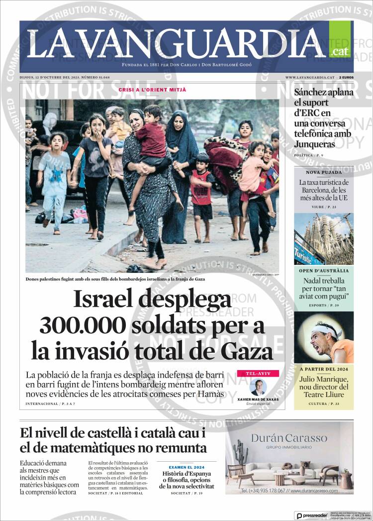Portada de La Vanguardia (Espa&ntilde;a)
