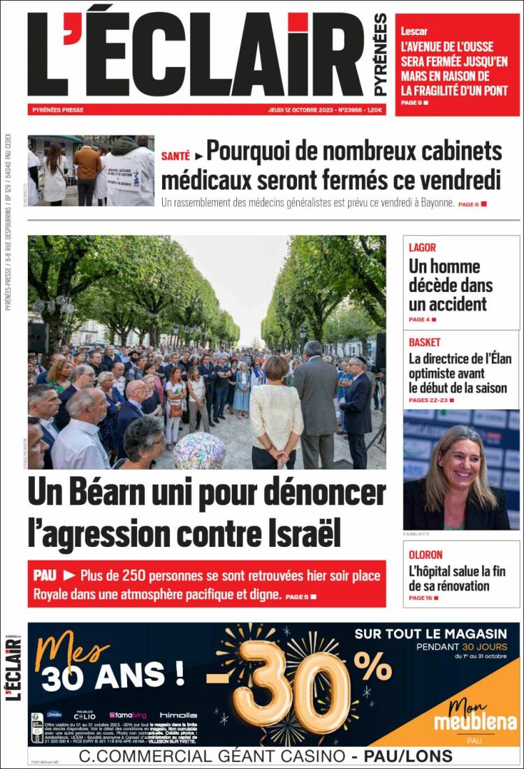 Portada de L'Eclair des Pyrénées (Francia)