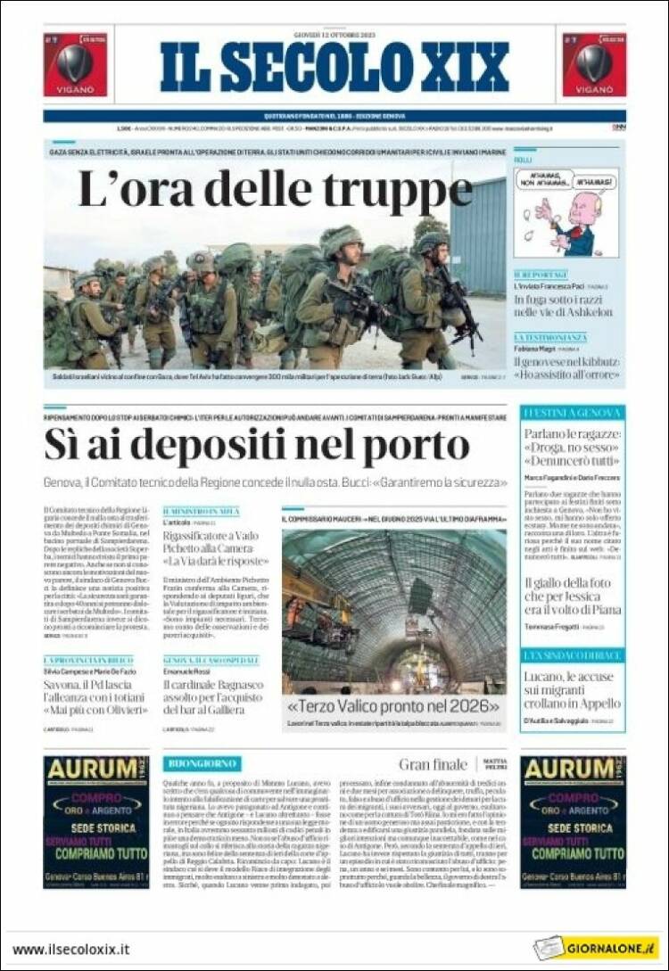 Portada de Il Secolo XIX (Italia)