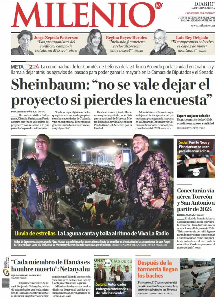 Portada de Milenio - Laguna (México)