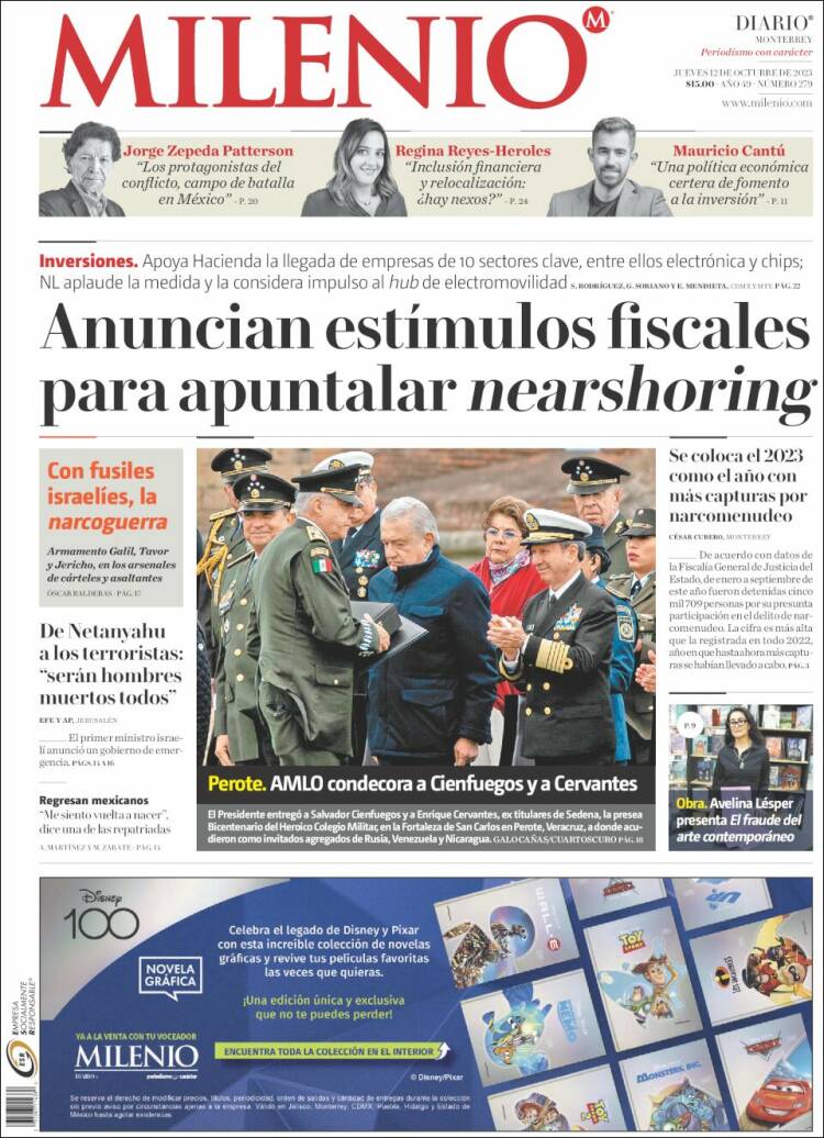 Portada de Milenio de Monterrey (México)