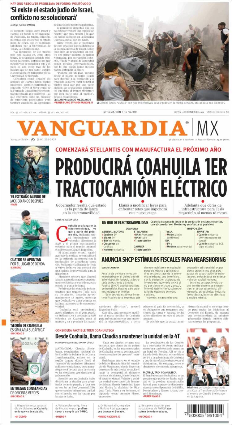 Portada de Vanguardia (México)