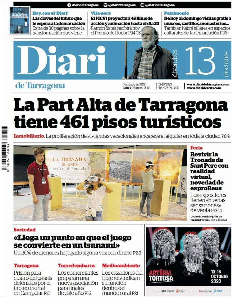 Portada de Diari de Tarragona (España)