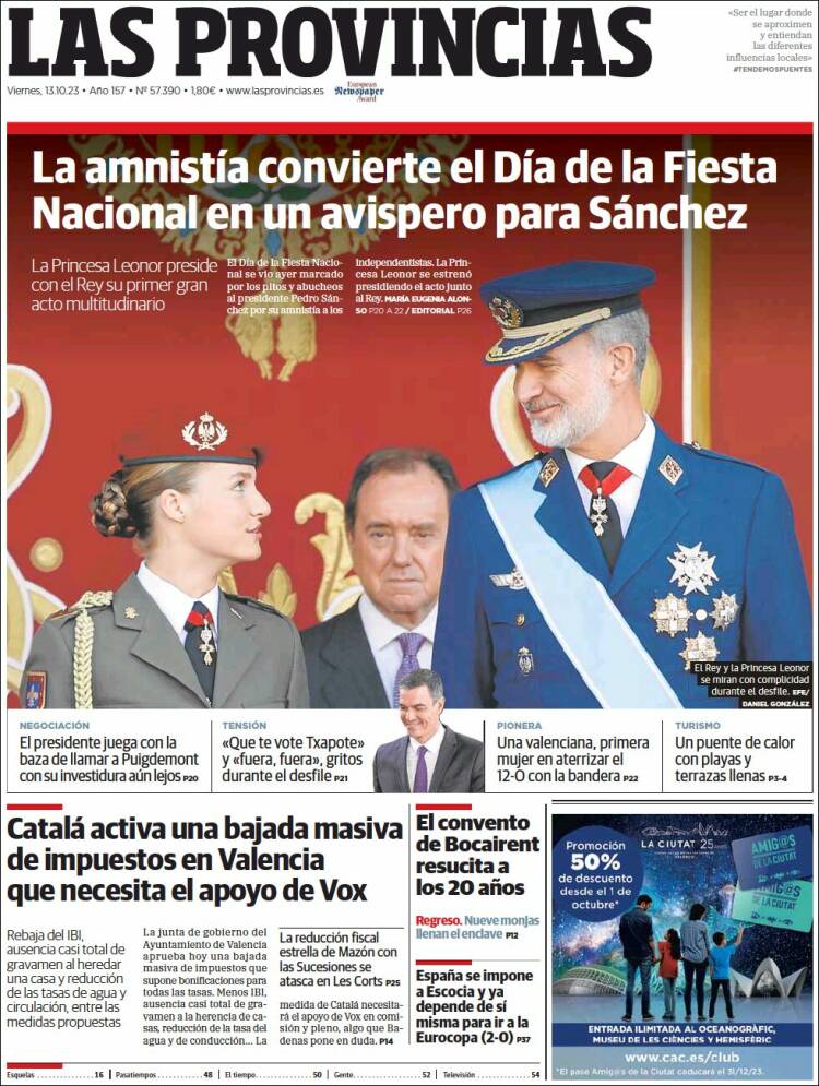 Portada de Las Provincias (España)