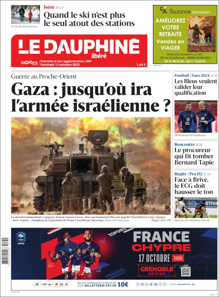 Portada de Le Dauphiné Libéré (Francia)