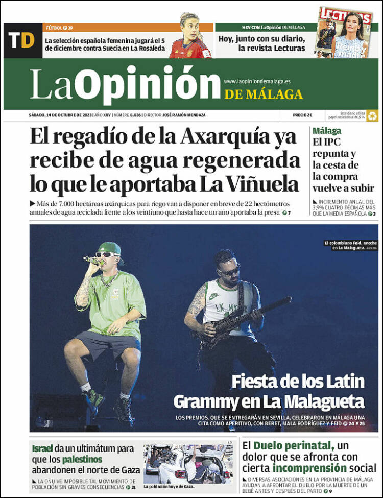 Portada de La Opinión de Málaga (España)