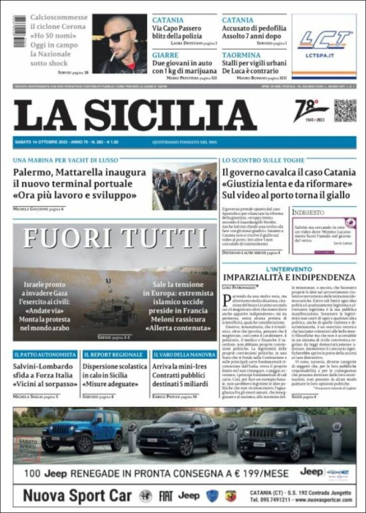 Portada de La Sicilia (Italia)