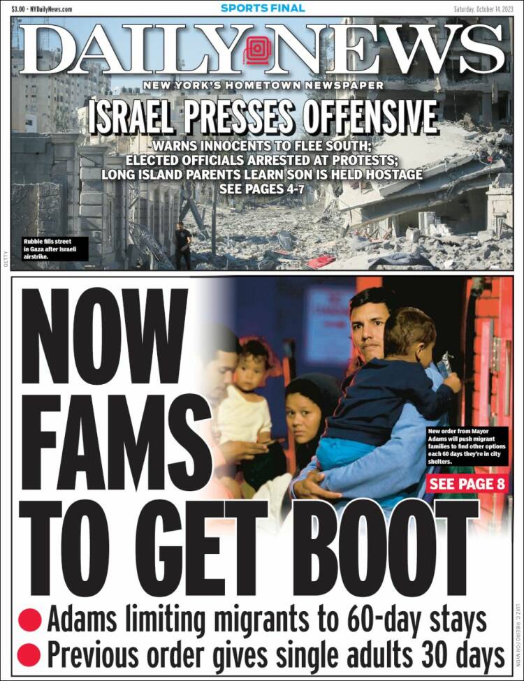 Portada de Daily News - New York (USA)