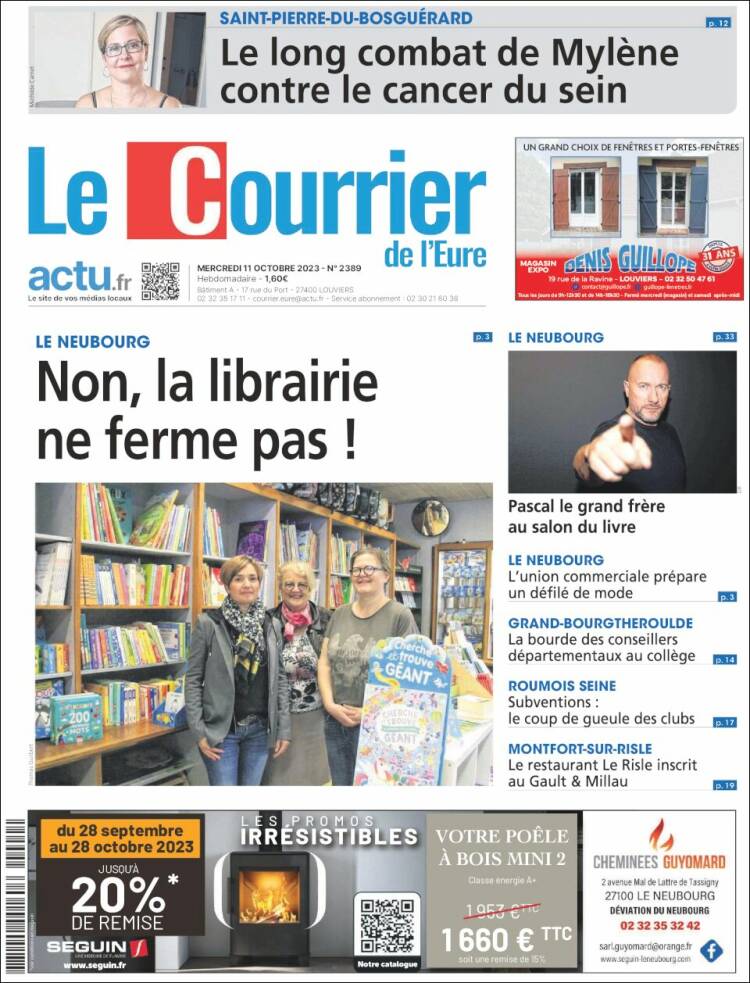 Portada de Le Courrier de l'Ouest (Francia)