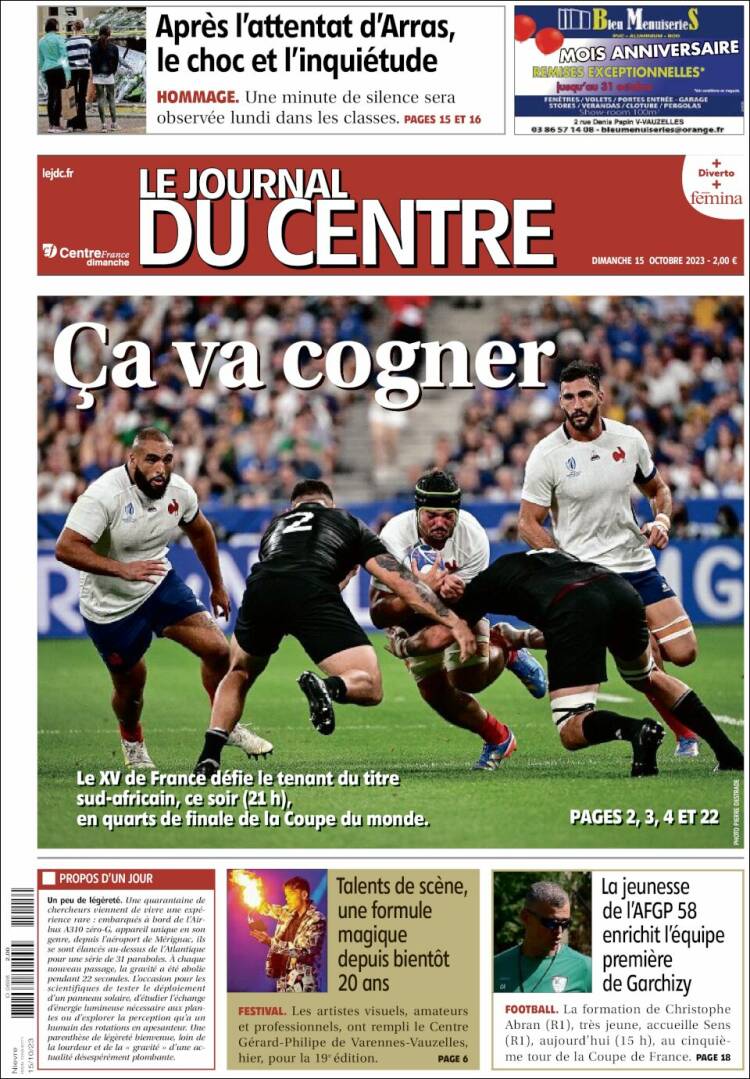 Portada de Le Journal du Centre (Francia)