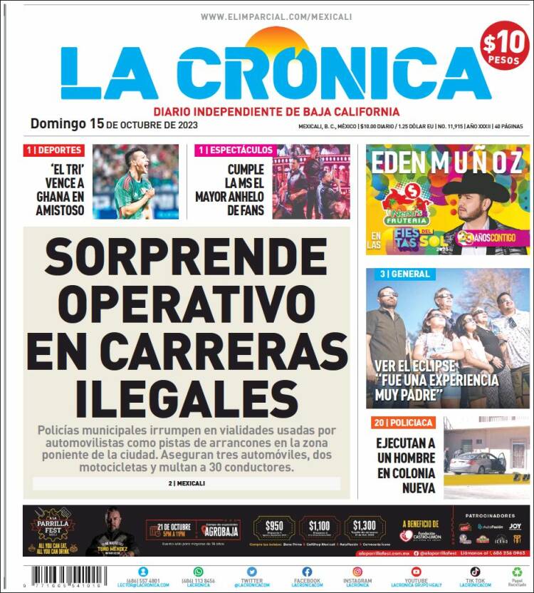 Portada de La Crónica de Baja California (México)