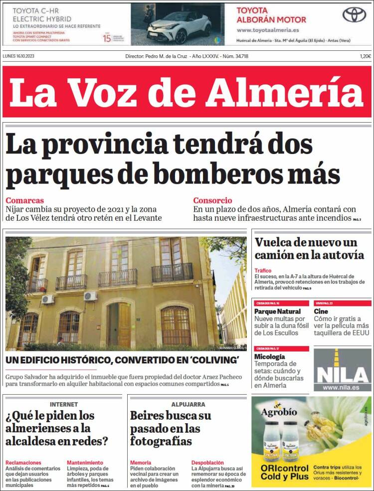 Portada de La Voz de Almería (España)