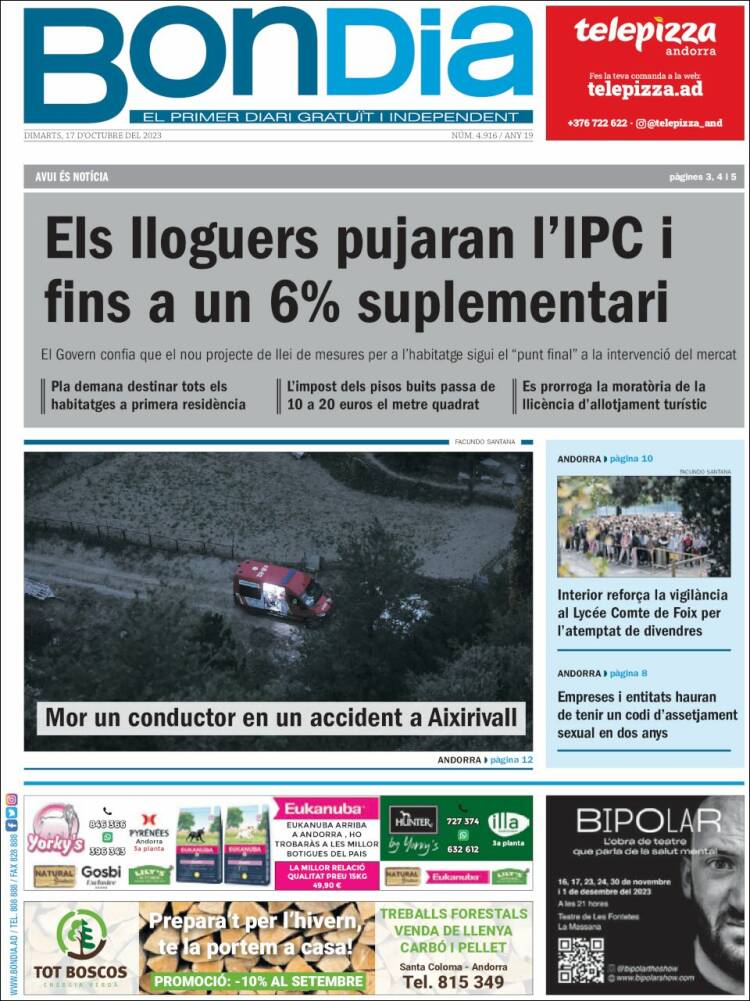 Portada de Diari Bondia (Andorra)