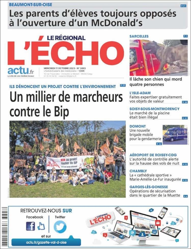 Portada de L'Echo de la Haute-Vienne (Francia)