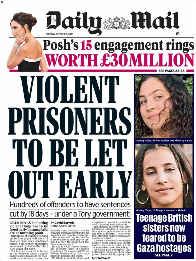 Portada de Daily Mail (Reino Unido)