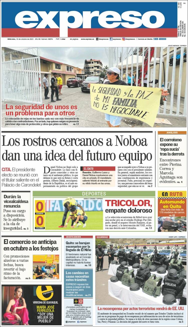 Portada de Expreso (Ecuador)