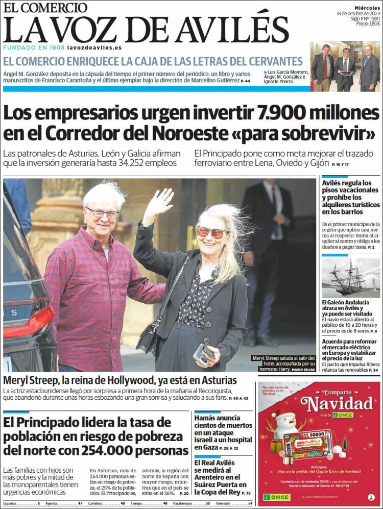 Portada de El Comercio - Avilés (España)