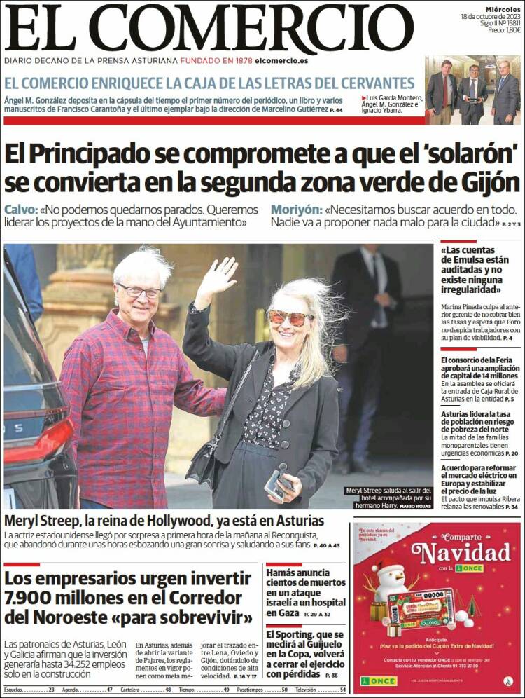 Portada de El Comercio - Gijón (España)