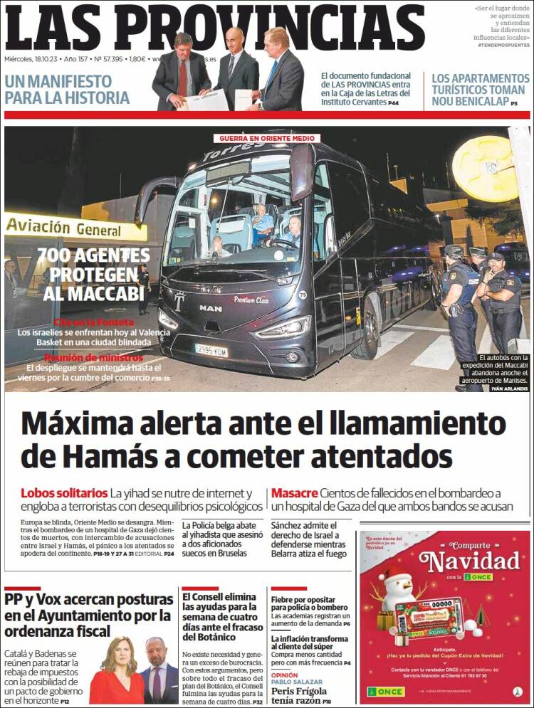 Portada de Las Provincias (España)