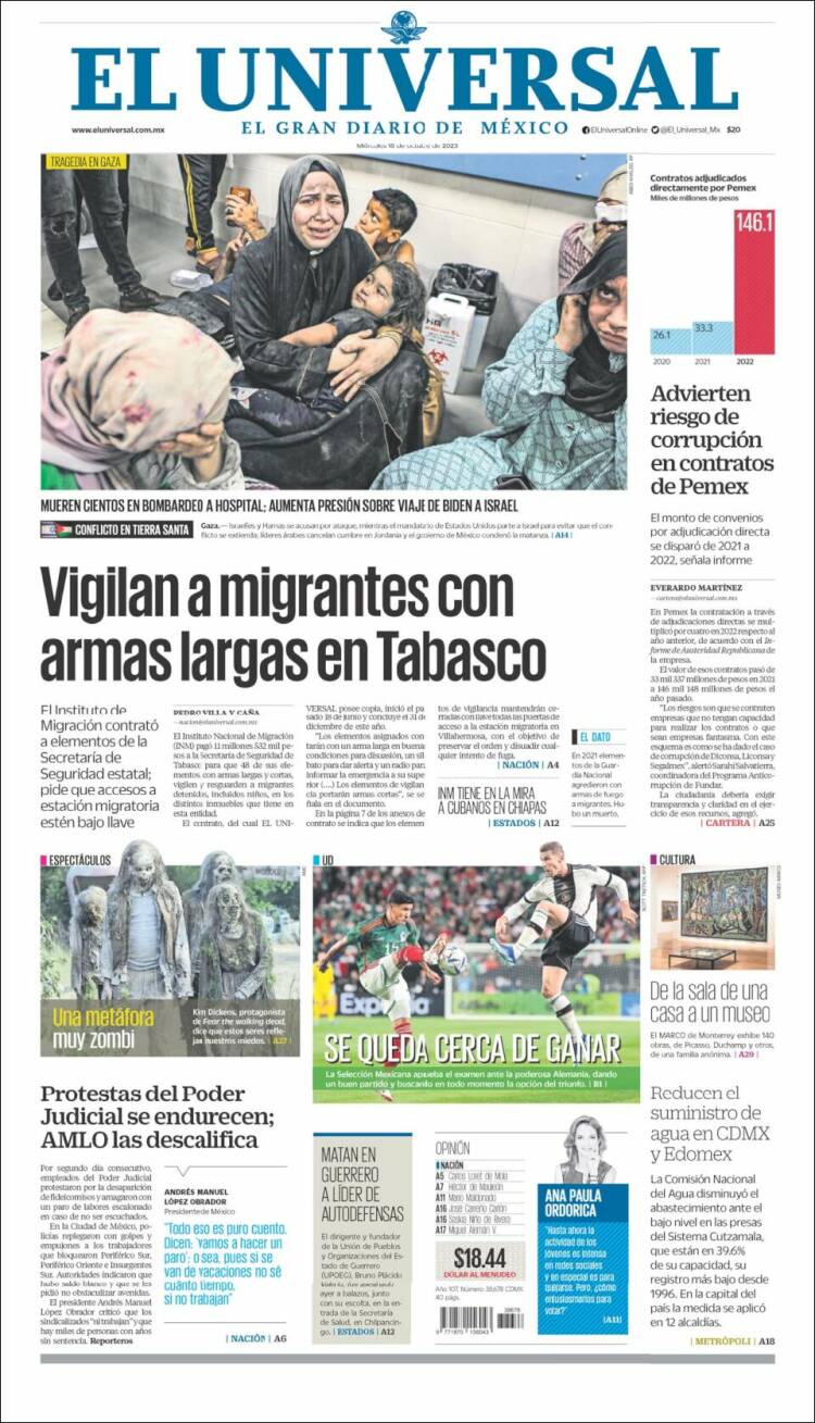 Portada de El Universal (México)