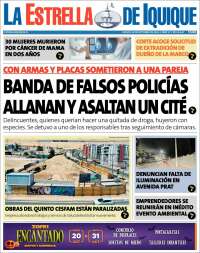 Portada de La Estrella de Iquique (Chile)