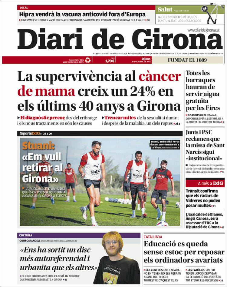 Portada de Diari de Girona (España)