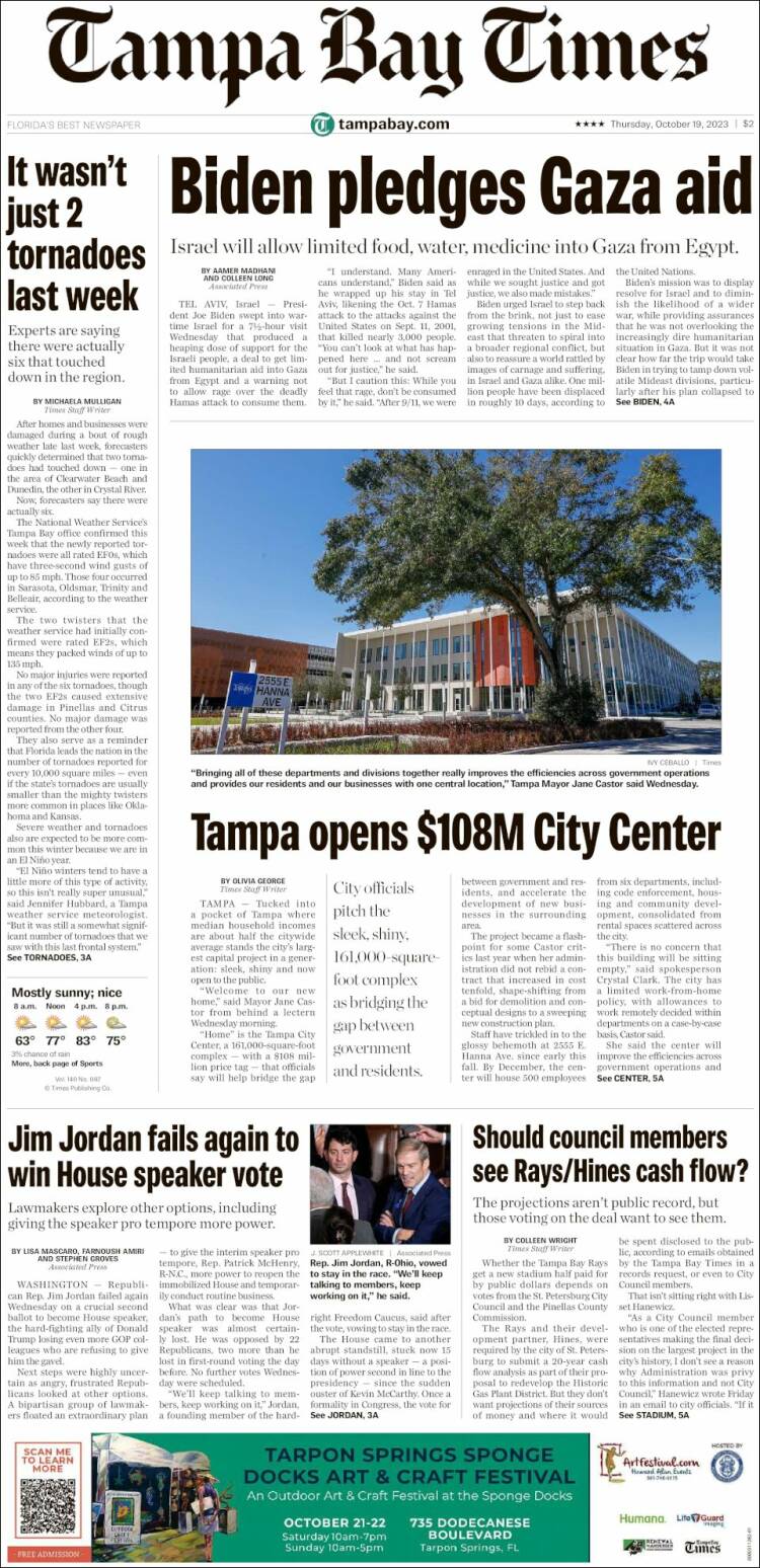 Portada de Tampa Bay Times (USA)