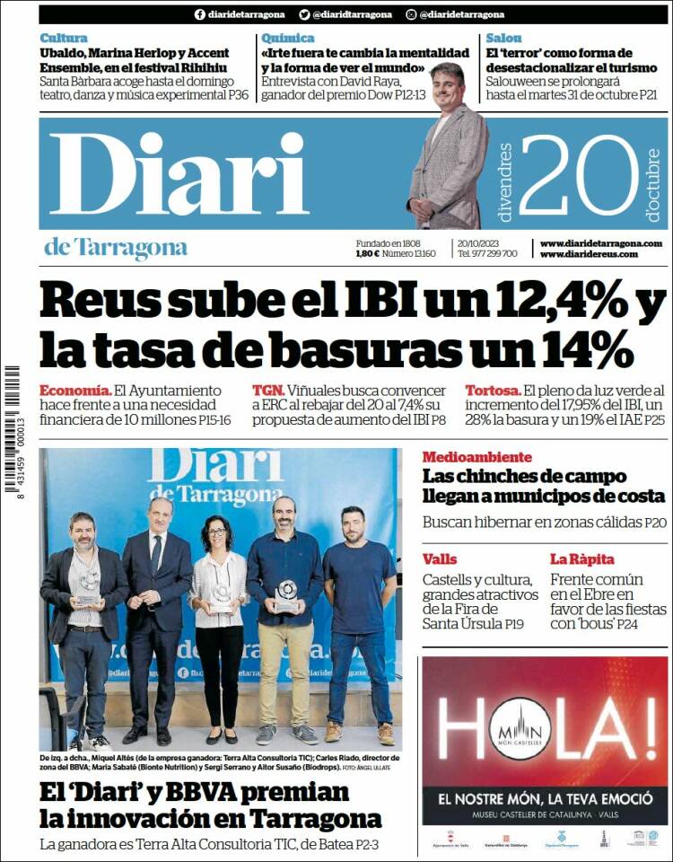 Portada de Diari de Tarragona (España)