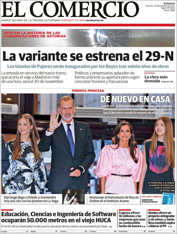 Portada de El Comercio (España)