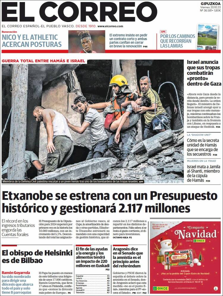 Portada de El Correo - Guipuzcoa (España)