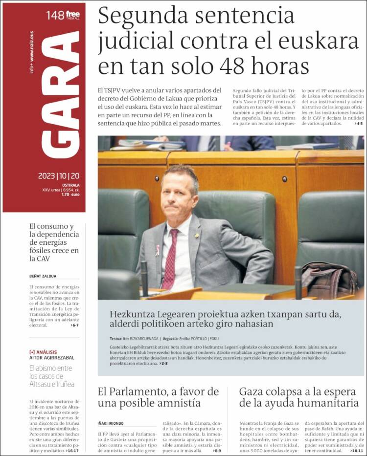 Portada de Gara (España)