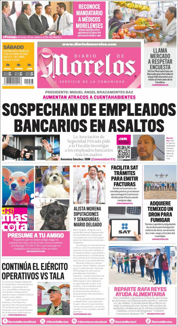 Portada de Diario de Morelos (México)