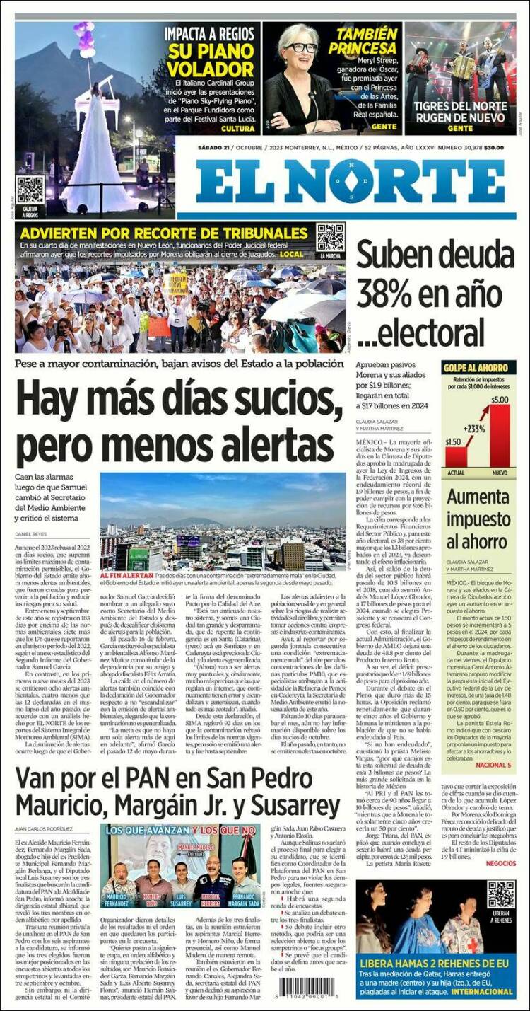 Portada de El Norte (México)