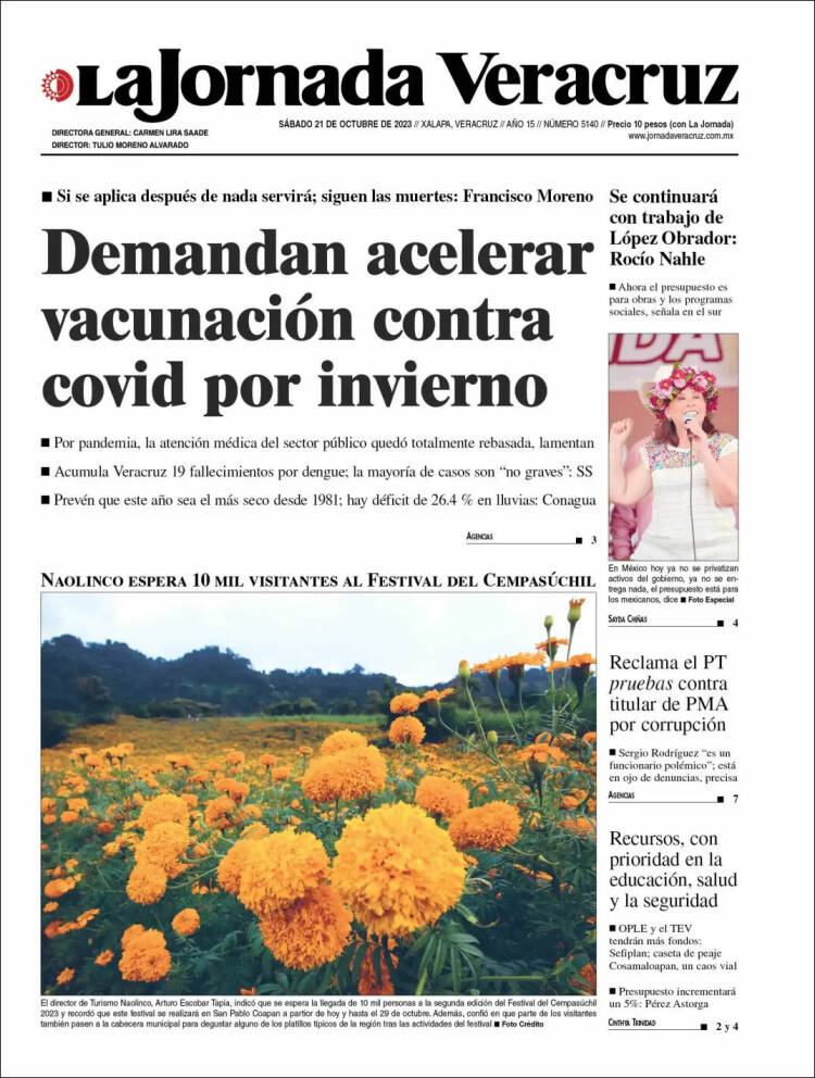 Portada de La Jornada Veracruz (México)