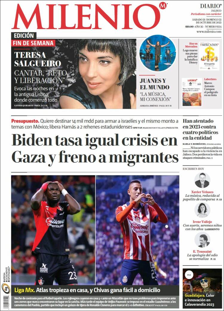 Portada de Milenio - Jalisco (México)