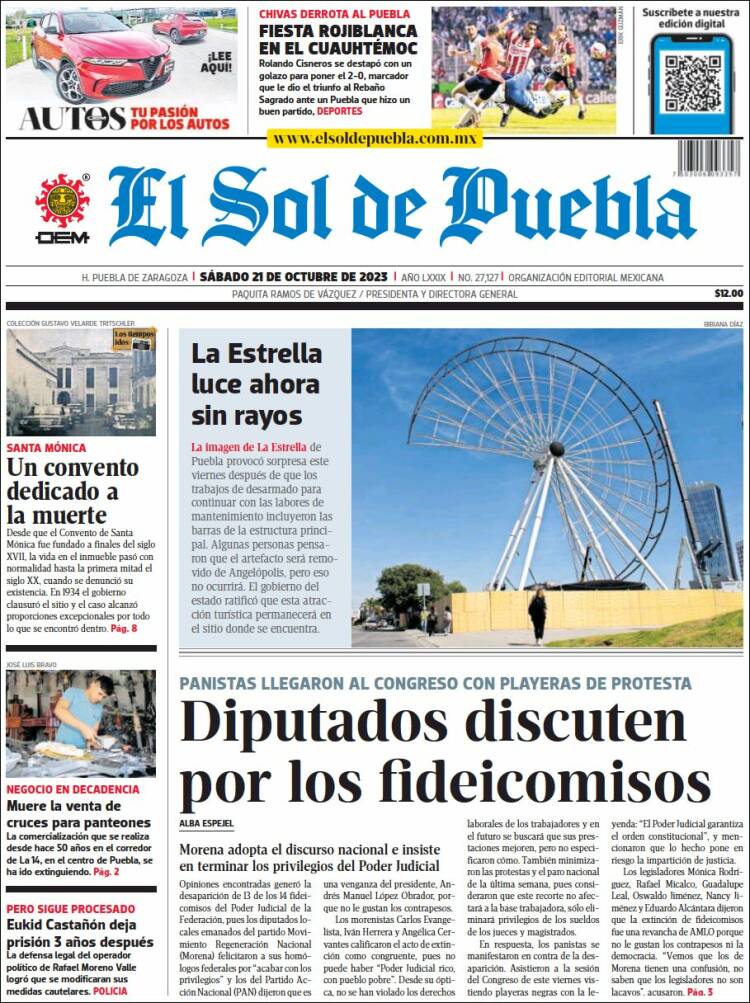 Portada de El Sol de Puebla (México)