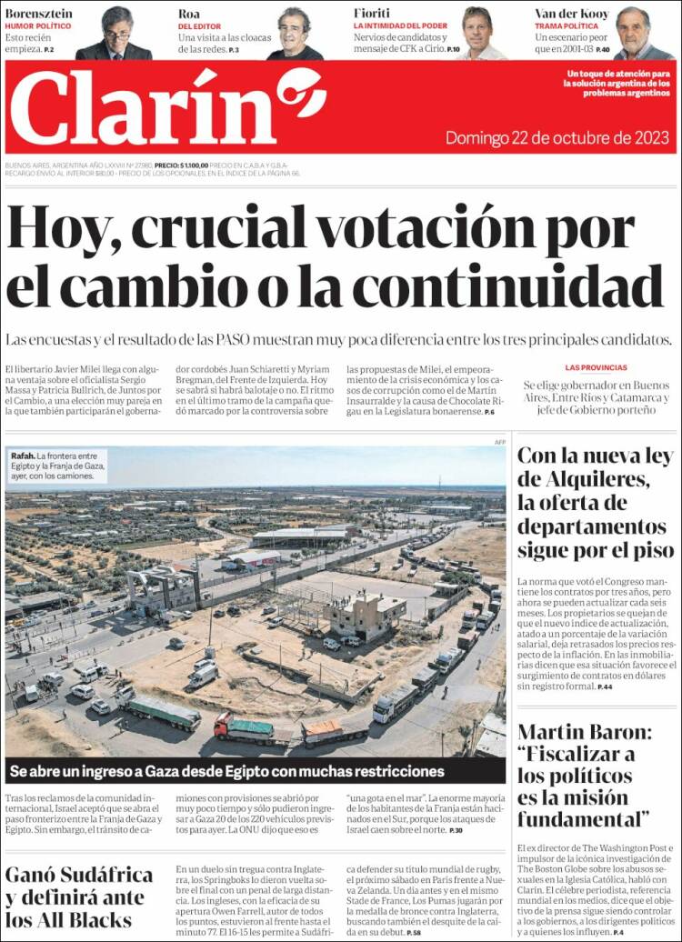 Portada de Clarín (Argentina)