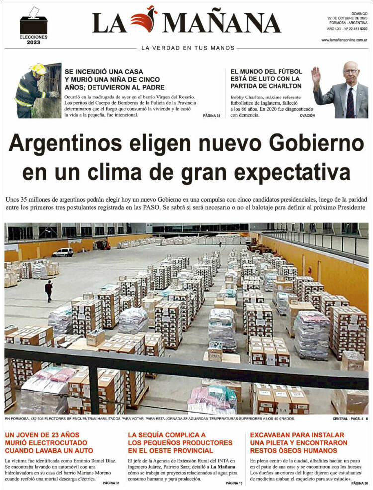 Portada de Diario La Mañana (Argentina)