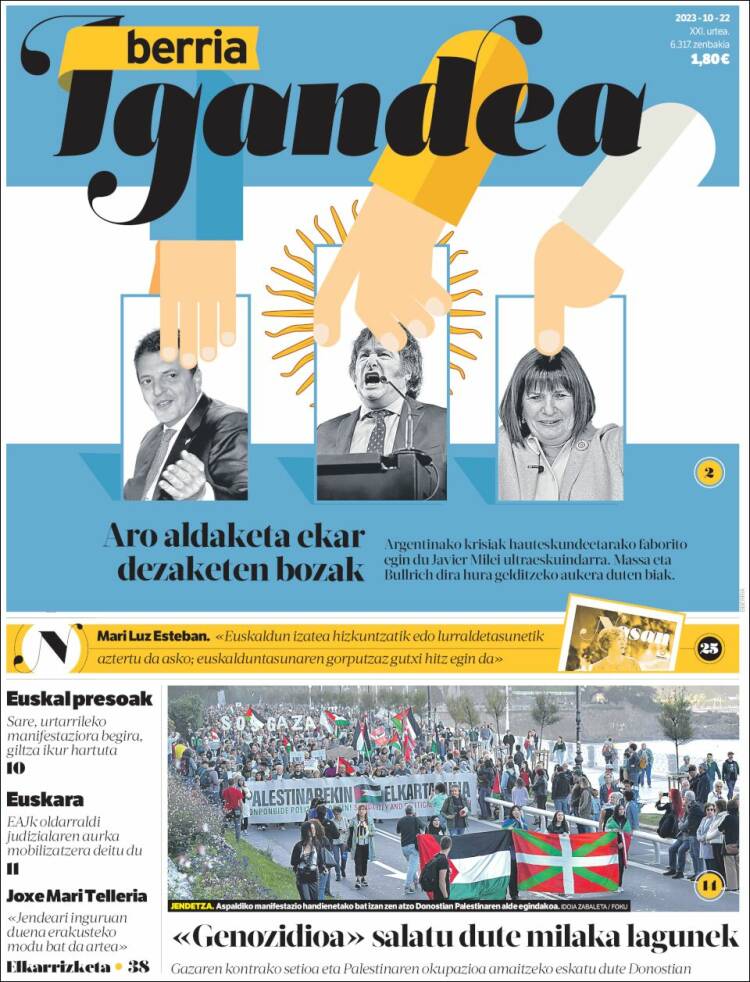 Portada de Berria (Espa&ntilde;a)