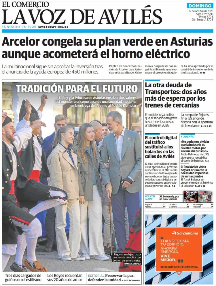 Portada de El Comercio - Avilés (Espa&ntilde;a)