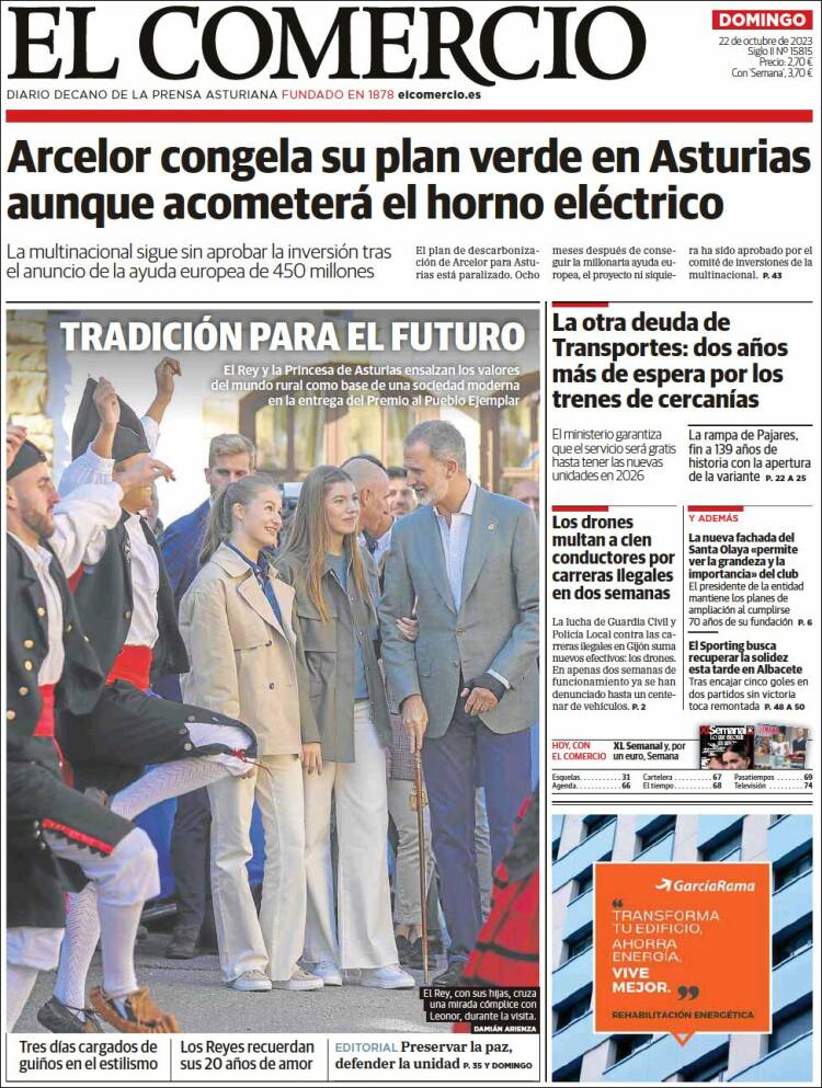 Portada de El Comercio - Gijón (Espa&ntilde;a)